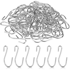 Mozeat Lens 60 PCS S Hooks for Hanging 1 Inch Metal Hanging Hooks Mini S Silver