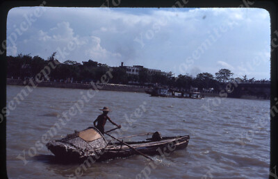 sl06 Original Slide 1970's  China Canton pearl river man boat 673a