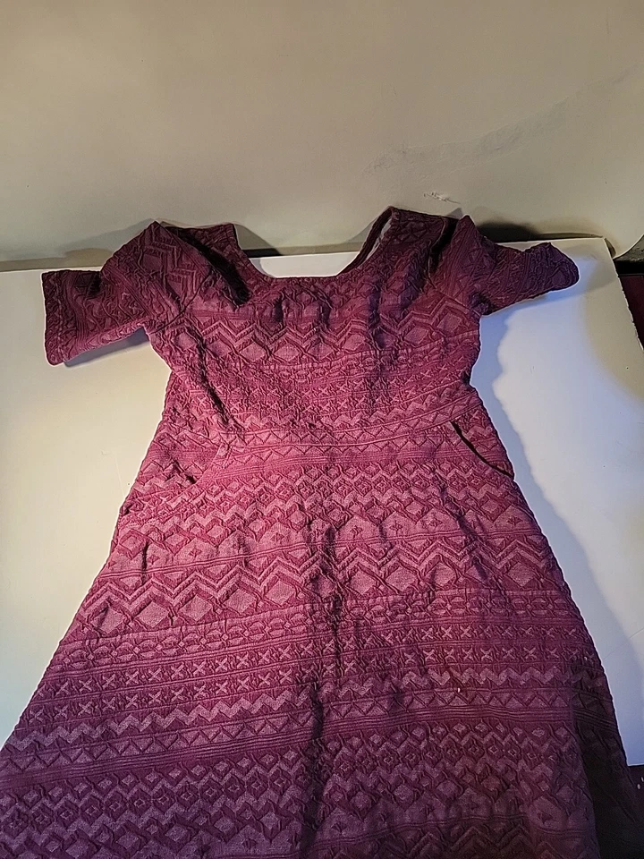 Gymboree Girls Maroon Short Sleeve Party Dress With Pockets Size 7 - Image 2 of 4