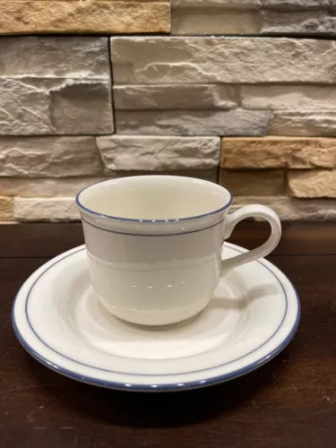 Lenox Chinastone Sky Blue Pinstripe Coffee / Tea Cup & Saucer