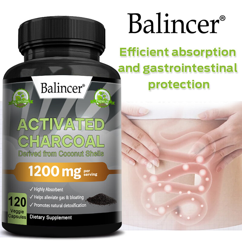 Gusci di Cocco Carbone Attivo Capsule Disintossicazione Intestino e Salute Digestiva
