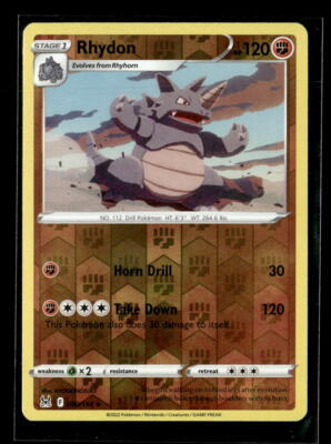 Pokemon Rhydon 090/196 Lost Origin Reverse Holo Uncommon 2 Card Lot