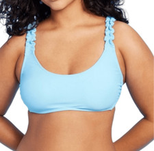 NEW Wild Fable Ruffle Strap Bralette Light Blue Bikini Top XL