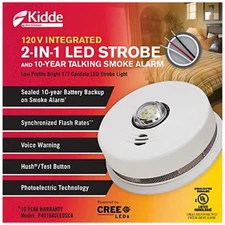 Kidde 2-in-1 LED strobe Smoke Alarm(120V Integrated) - 10 yr battery