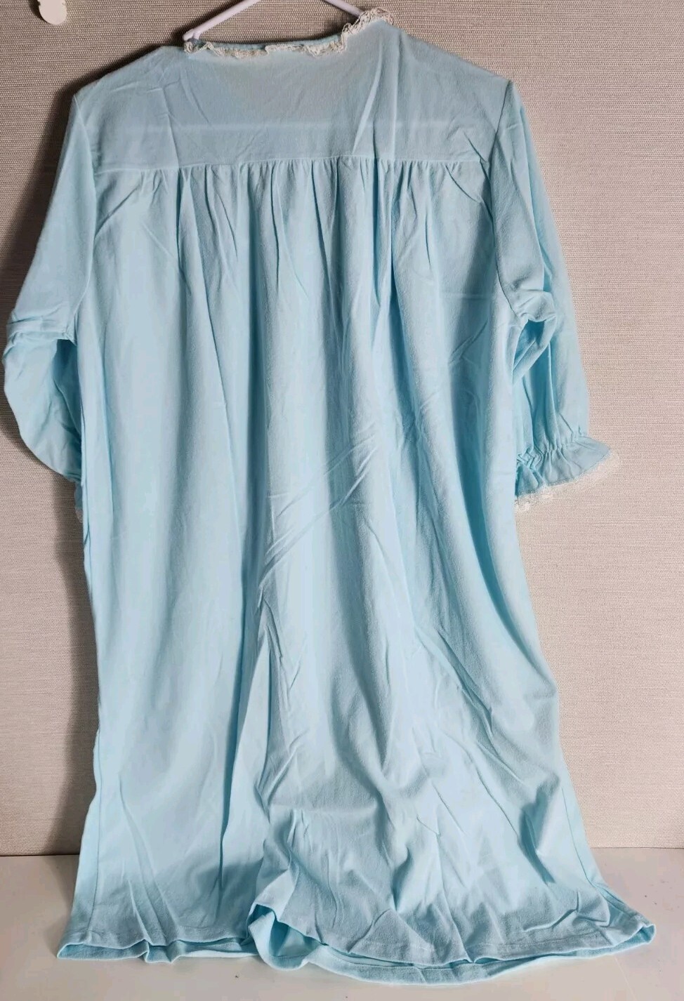 Vtg Gaymode JCPenney Brushed Knit Nightgown Shift Gown Blue Lace Size Large NOS
