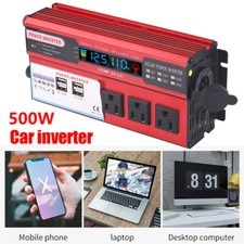 500W LCD Car Power Inverter DC 12V To AC 110V Pure Sine Wave Solar Converter