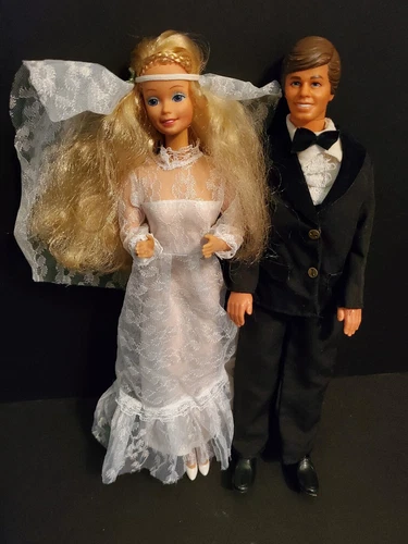Vintage Bride And Groom Barbie Dolls w/accessories - Makes a Great Gift 