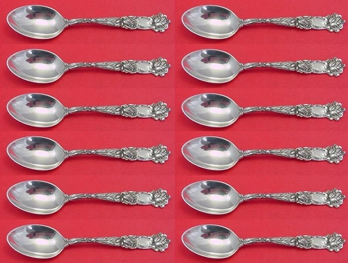 Bridal Rose by Alvin Sterling Silver Demitasse Spoon Set of 12 pcs 4 1/8"