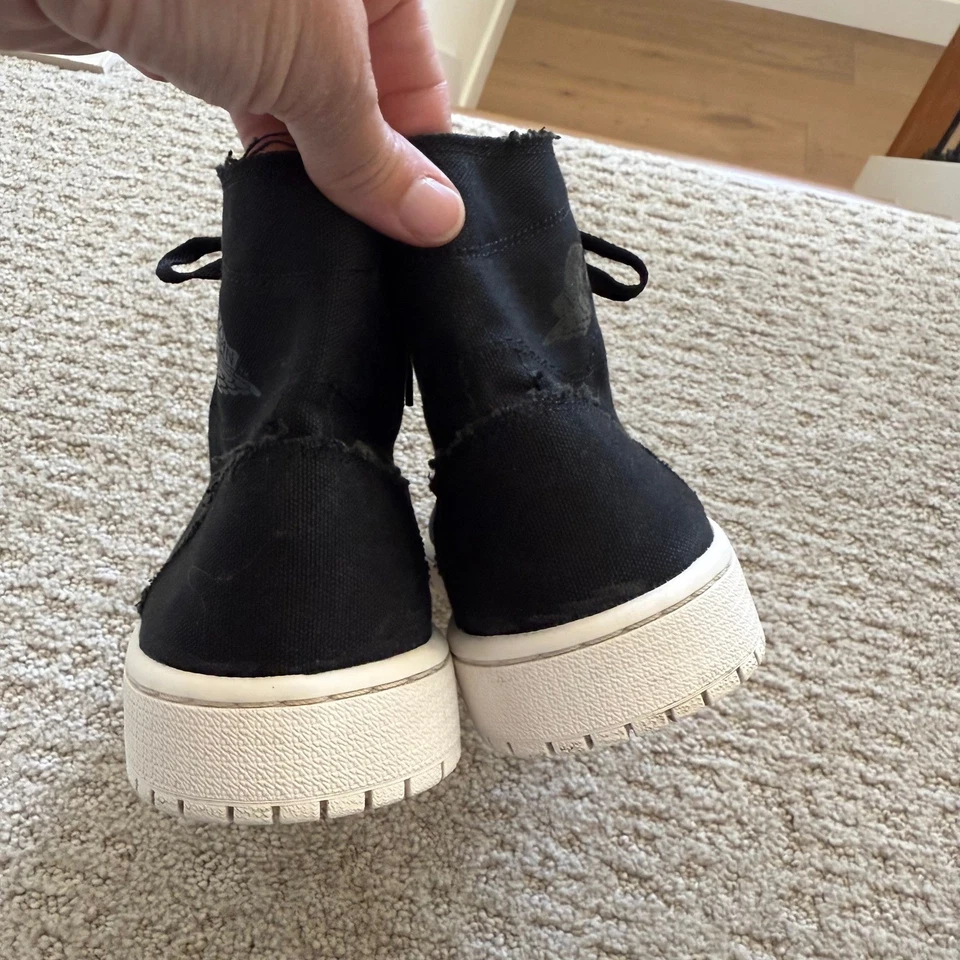 Nike Air Jordan 1 Retro Alta Lona Deconstruida Negra Hombres 9 Tenis 867338-010 Foto 4 de 4