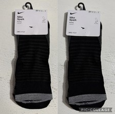 X2 Nike Spark Running Cushioned No Show Dri-Fit Black Socks M 10-11.5 /W 11.5-13
