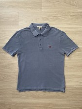 Burberry Brit Polo Shirt Men  s Large Gray Washed Metal Nova Horse Logo Pique