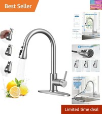 High Arch Brushed Nickel Kitchen Faucet with 24  Pull-Out Hose - Stylish Utility