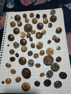 Lot Of Antique And Vintage Metal Buttons Military & Nautical Button Collection