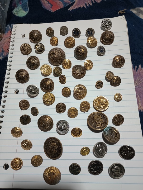 Lot Of Antique And Vintage Metal Buttons Military & Nautical Button Collection