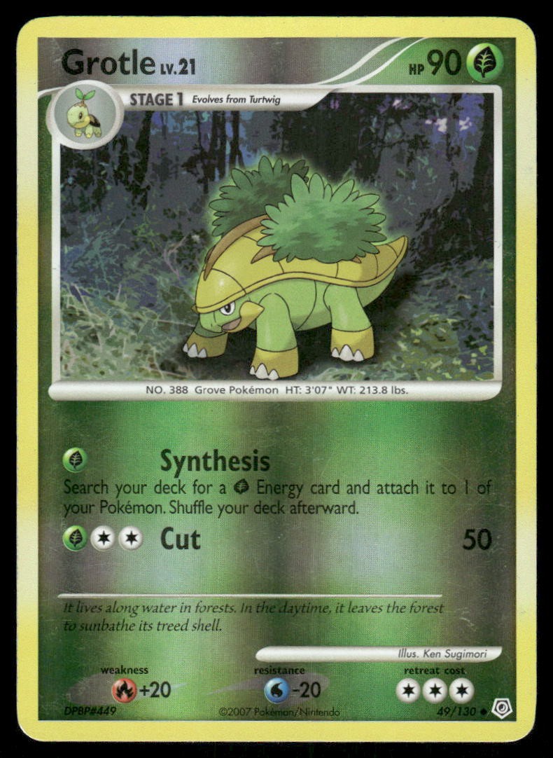 2007 Pokemon Grotle Uncommon Diamond & Pearl 49/130 Reverse Holo DMG