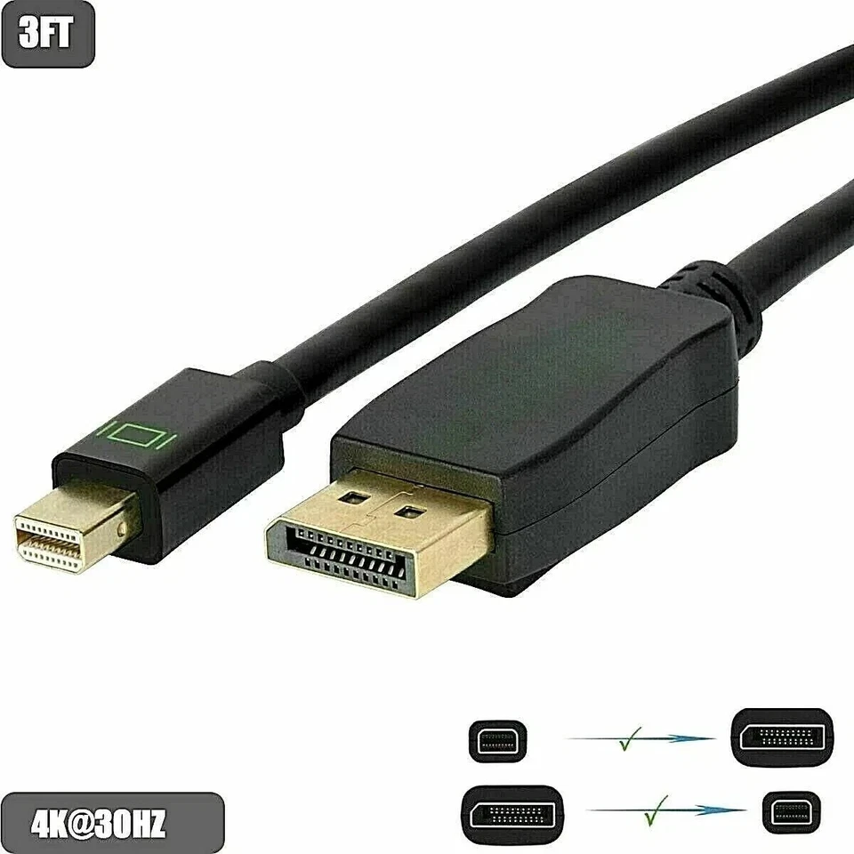 LOT Mini DisplayPort to DisplayPort Cable Mini DP to DP Adapter HD Video 2K 15FT - Image 2 of 4