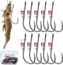Live Shrimp Hook Set,Carbon Steel Barbed Fishing Hooks Freshwater Saltwater,Shri
