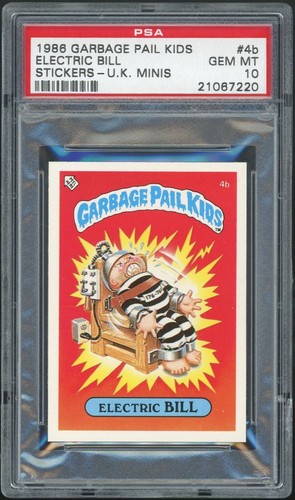 1986 Garbage Pail Kids 1st Series UK Minis #4b Electric Bill PSA 10 GEM MINT