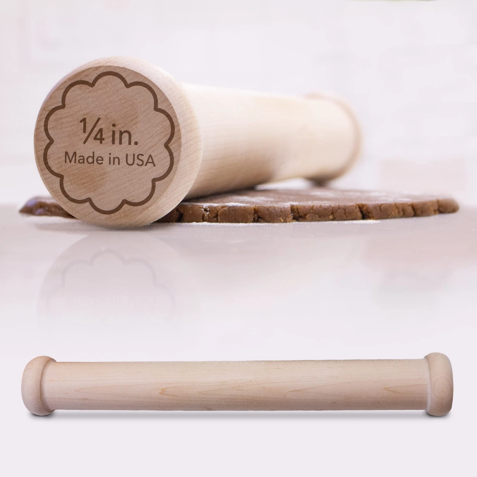 Perfect Cookie Rolling Pin 1/4-in. Fixed Depth Hardwood Made in the USA by An...