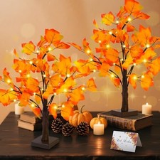 Fall Decor Fall Trees Artificial Lighted Maple Tree Thanksgiving Decor 2 Pack