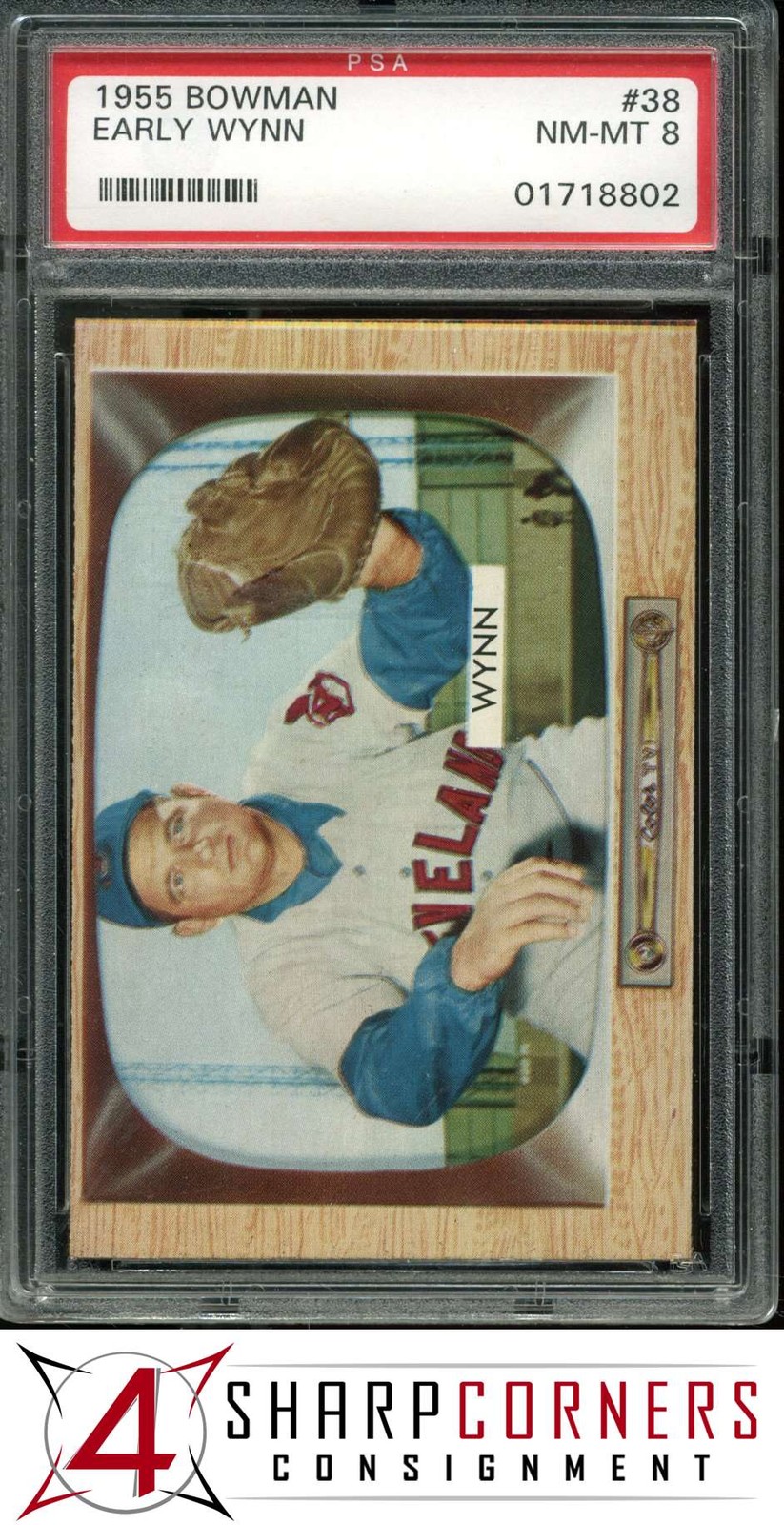 1955 BOWMAN #38 EARLY WYNN INDIANS HOF PSA 8