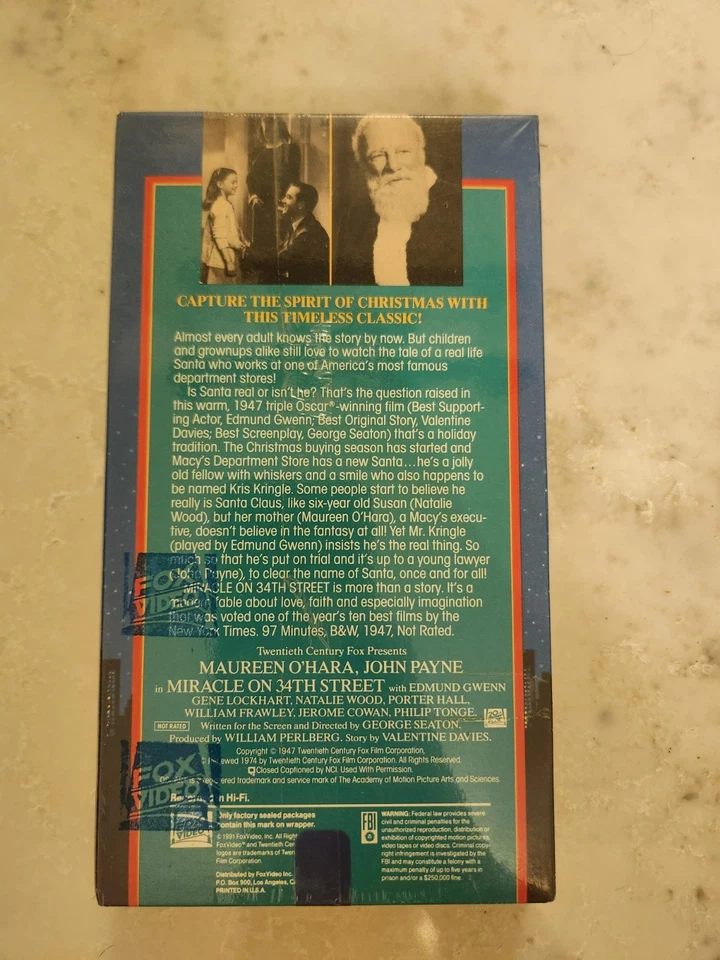 Miracle on 34th Street VHS The Original 1947 Holiday Classic Factory Sealed B&W - Image 4 of 4