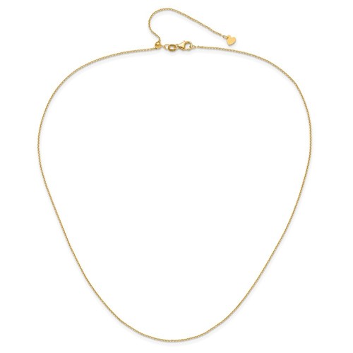 10k Yellow Gold Adjustable 1.1mm Diamond-cut Cable Chain Necklace 22" 2gm - Picture 4 of 6