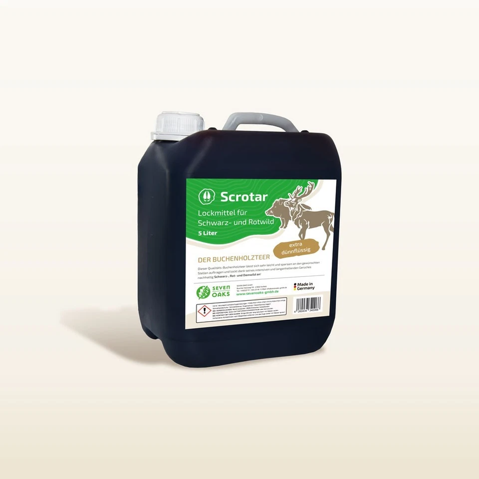 SEVEN OAKS 5 Liter Scrotar - dünnflüssiger Buchenholzteer für Rot- Dam- und Schwarzwild