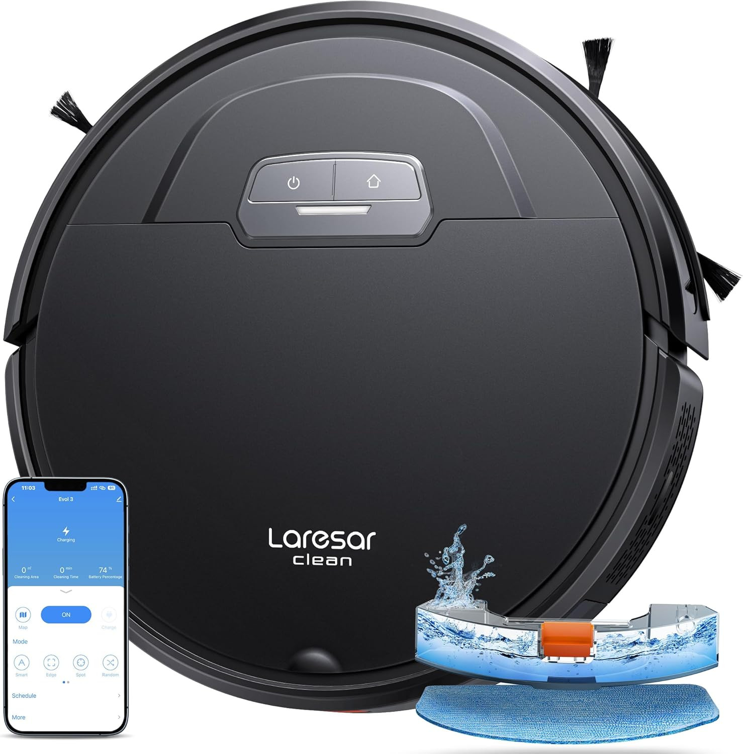 Aspirateur robot laveur Evol 3 de 4500Pa avec fonction ultra silencieuse pour maison cleanly