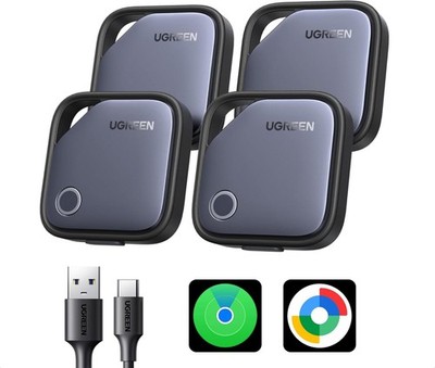 4 Pack Bluetooth Air Tracker Tags Rechargeable Key Finder for iOS Android