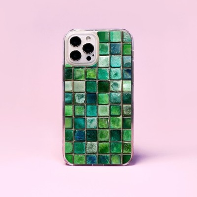 Smaragdgrün Glas irisierende Mosaikfliesen Fliesen Handy Hülle/Cover für iPhone