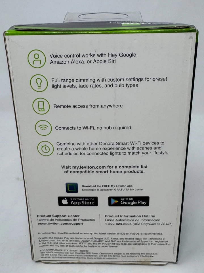 Leviton Decora Smart Dimmer 2nd Gen - WiFi Certified (R02-D26HD-1RW) (E10032445) - Image 4 of 4