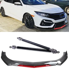 Front Bumper Lip Splitter Spoiler Strut Carbon Fiber For Honda Accord