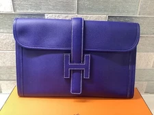 Hermes  pochette Jige 29 Epson Leather Bleu Electric New In Box With Receipt 