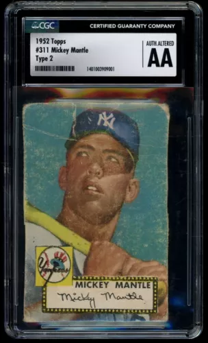 1952 Topps 311 Mickey Mantle Yankees CGC Authentic Trimmed