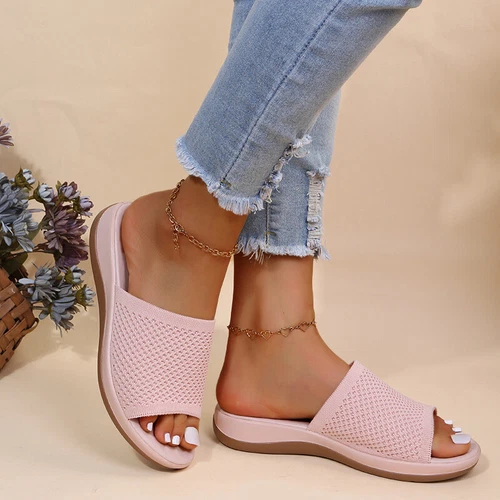 Womens Flats Ladies Slip On Fashion Slides Mules Sliders Summer Beach Sandals Sz - Picture 23 of 36