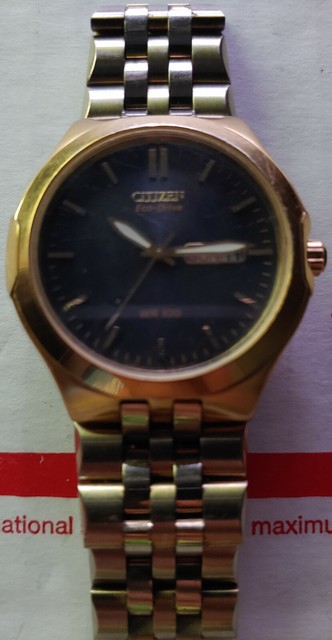 Citizen Eco-drive E101 Gold Tone Stainless Steel Day Date Men's Watch Wr100 for sale online | eBay