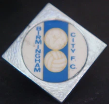 BIRMINGHAM CITY FC Vintage insert type Badge Brooch pin In chrome 37mm Dia