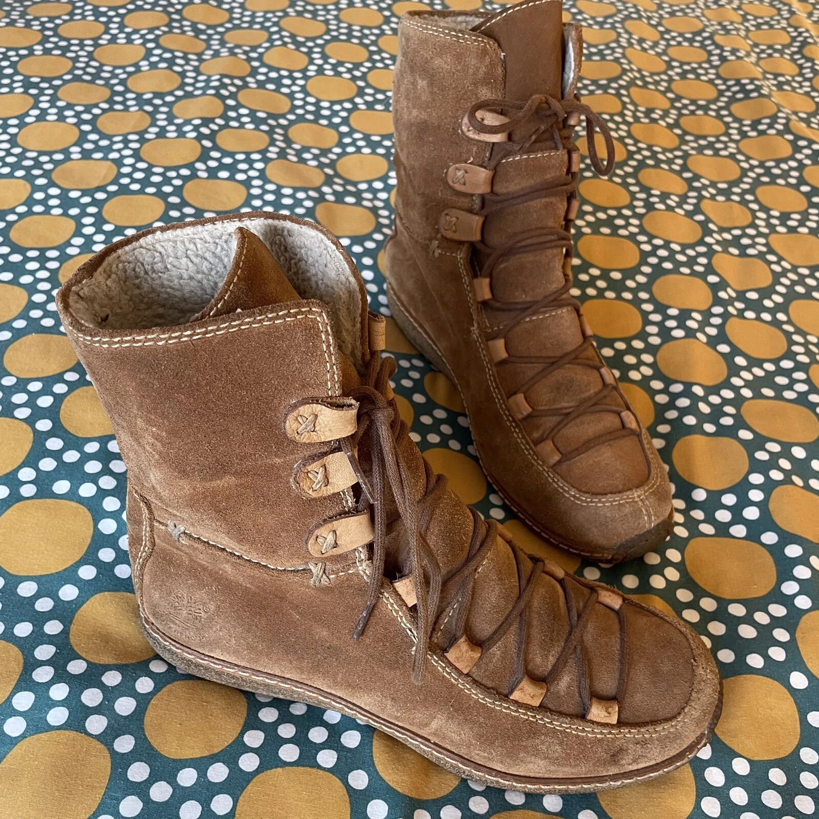 Stivali foderati Timberland Reykir Ghillie UK 6 69319 taglia 8W marroni scamosciati stringati