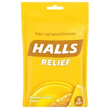 HALLS Relief  HONEY-LEMON Cough Drops, 30 Drops (Pack Of 1)