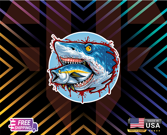 SHARK FOOD CHAIN VINYL DECAL STICKER FOR TRUCK CAR WINDOWS FREE GIFT-image