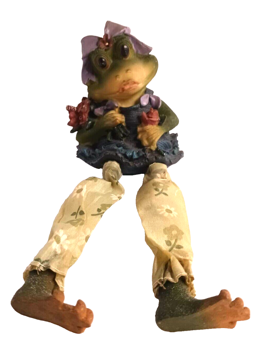 Yardwork Originals Shelf Sitter Frog - Fabric Legs, Resin Body