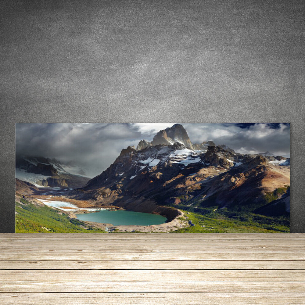 Crédence en verre anti-éclaboussures 125x50 motif baie et montagne