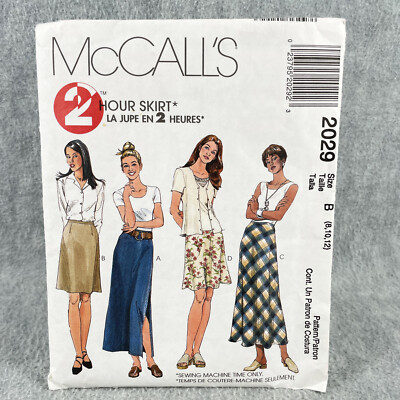 McCalls 2029 A Line Skirt in Two Lengths Side Slit Misses Sz 12 Sewing  Pattern