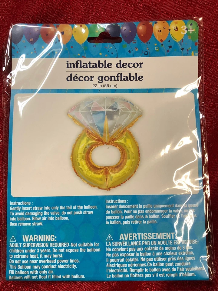 "Anillo inflable de diamantes, globo de aluminio 22"" - compromiso aniversario boda fiesta" Foto 2 de 3