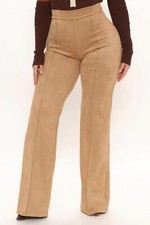 Victoria High Waisted Faux Suede Dress Pant 35 - Mocha
