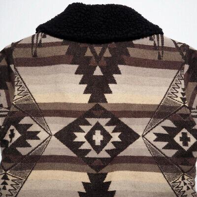 CALEE Wool Jacquard Native Ranch Coat Size:M Brown All-over CALEE Wool Jacquard Native Ranch Coat Size:M Brown All-over