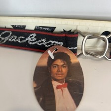 VINTAGE 1984 Michael Jackson Lee Stretch Belt Black Glitter Triumph W/Tag - New