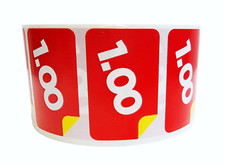  1.00 Price Stickers 1.5x1 Red Sale Labels Peel  Stick 1000 Roll