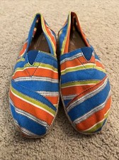 New Toms Logo Multi-Color Casual Slip On Espadrille Flats Shoes Women's 9